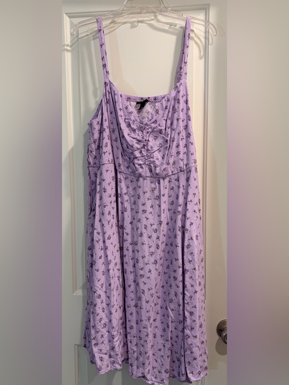 torrid Lavender Floral Ruched V-Neck Dress